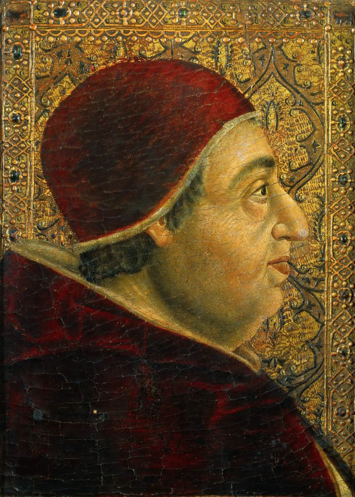 Portrait attributed to Pedro Berruguete Borgia
(c. 1495, oil on canvas, Vatican Museums)