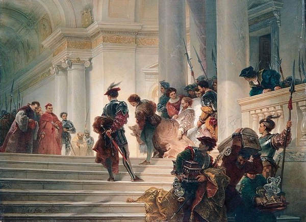 Giuseppe Lorenzo Gatteriː Cesare Borgia leaves the Vatican (1877)