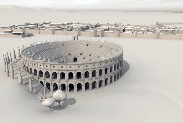 Илюстрация: Регионален исторически музей - София. 3D възстановка на Амфитеатъра на Сердика.
